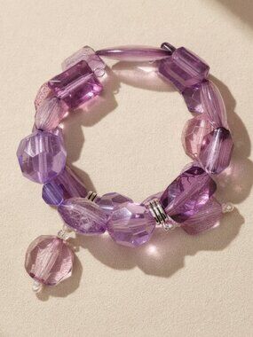 Purple Amethyst Crystal Wrap Bracelet | Chunky Boho Witchy Handmade Statement